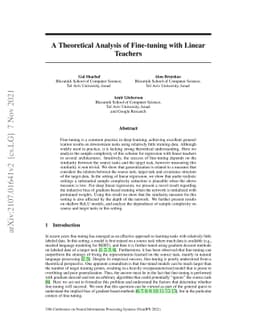 A Theoretical Analysis of Fine-tuning with Linear Teachers