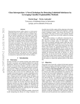 Class Introspection: A Novel Technique for Detecting Unlabeled
  Subclasses by Leveraging Classifier Explainability Methods
