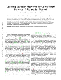 Learning Bayesian Networks through Birkhoff Polytope: A Relaxation
  Method