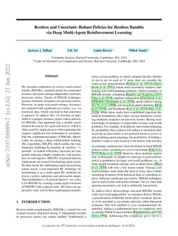 Restless and Uncertain: Robust Policies for Restless Bandits via Deep
  Multi-Agent Reinforcement Learning