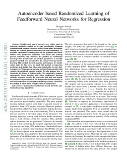 Autoencoder based Randomized Learning of Feedforward Neural Networks for
  Regression