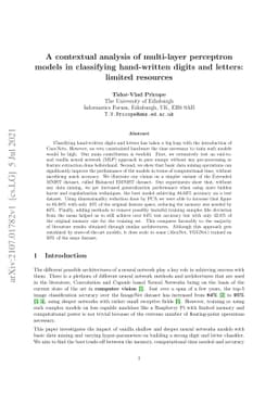 A contextual analysis of multi-layer perceptron models in classifying
  hand-written digits and letters: limited resources