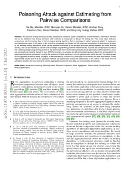 Poisoning Attack against Estimating from Pairwise Comparisons