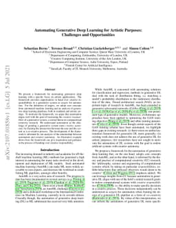 Automating Generative Deep Learning for Artistic Purposes: Challenges
  and Opportunities