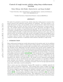 Control of rough terrain vehicles using deep reinforcement learning