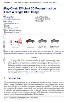 Ray-ONet: Efficient 3D Reconstruction From A Single RGB Image
