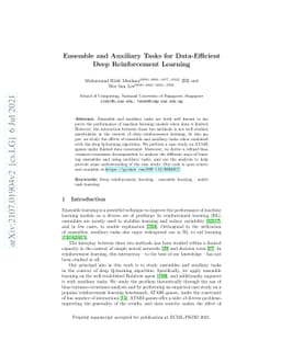 Ensemble and Auxiliary Tasks for Data-Efficient Deep Reinforcement
  Learning