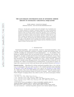 The Last-Iterate Convergence Rate of Optimistic Mirror Descent in
  Stochastic Variational Inequalities