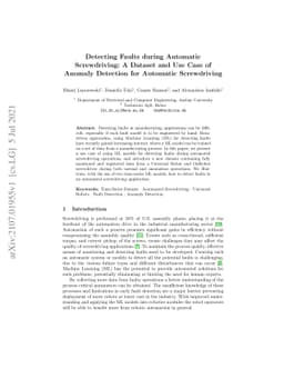 Detecting Faults during Automatic Screwdriving: A Dataset and Use Case
  of Anomaly Detection for Automatic Screwdriving