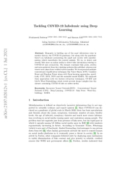 Tackling COVID-19 Infodemic using Deep Learning