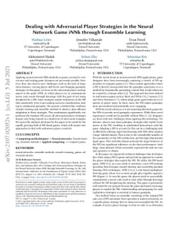 Dealing with Adversarial Player Strategies in the Neural Network Game
  iNNk through Ensemble Learning