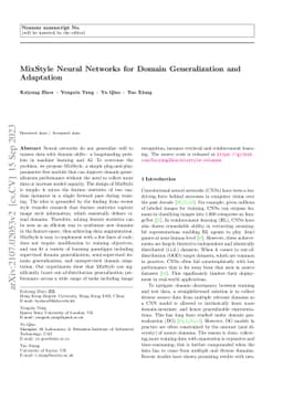 MixStyle Neural Networks for Domain Generalization and Adaptation