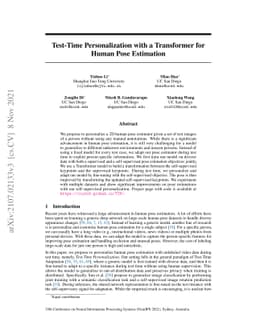 Test-Time Personalization with a Transformer for Human Pose Estimation