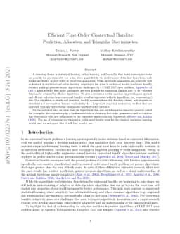 Efficient First-Order Contextual Bandits: Prediction, Allocation, and
  Triangular Discrimination