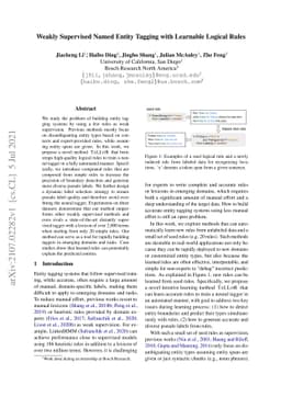 Weakly Supervised Named Entity Tagging with Learnable Logical Rules