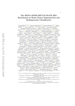 The RSNA-ASNR-MICCAI BraTS 2021 Benchmark on Brain Tumor Segmentation
  and Radiogenomic Classification