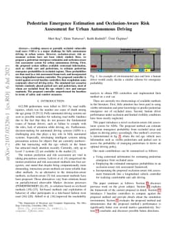 Pedestrian Emergence Estimation and Occlusion-Aware Risk Assessment for
  Urban Autonomous Driving