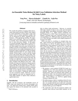 An Ensemble Noise-Robust K-fold Cross-Validation Selection Method for
  Noisy Labels