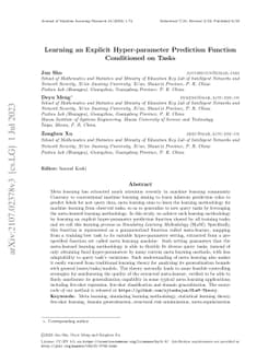 Learning an Explicit Hyperparameter Prediction Function Conditioned on
  Tasks
