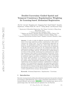 Double-Uncertainty Guided Spatial and Temporal Consistency
  Regularization Weighting for Learning-based Abdominal Registration