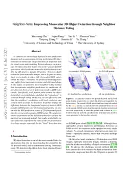 Neighbor-Vote: Improving Monocular 3D Object Detection through Neighbor
  Distance Voting