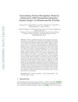 Generalizing Nucleus Recognition Model in Multi-source Images via
  Pruning