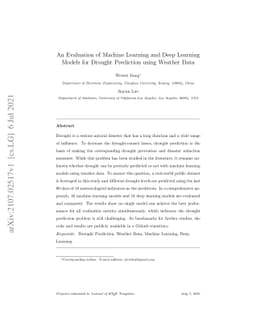 An Evaluation of Machine Learning and Deep Learning Models for Drought
  Prediction using Weather Data