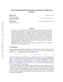 Universal approximation and model compression for radial neural networks