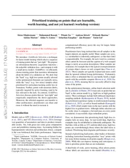 Prioritized training on points that are learnable, worth learning, and
  not yet learned (workshop version)