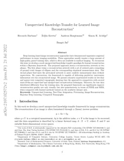 Unsupervised Knowledge-Transfer for Learned Image Reconstruction