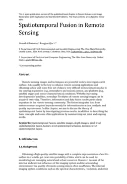 Spatiotemporal Fusion in Remote Sensing