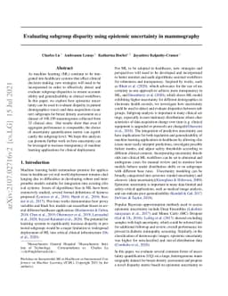 Evaluating subgroup disparity using epistemic uncertainty in mammography