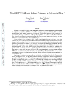 MAJORITY-3SAT (and Related Problems) in Polynomial Time