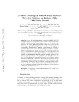 Machine Learning for Network-based Intrusion Detection Systems: an
  Analysis of the CIDDS-001 Dataset