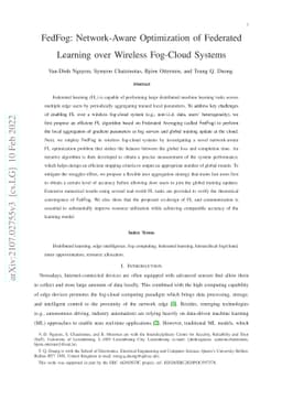 FedFog: Network-Aware Optimization of Federated Learning over Wireless
  Fog-Cloud Systems