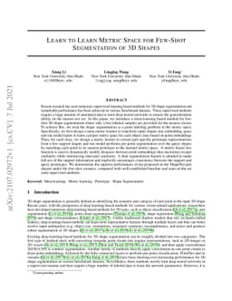 Learn to Learn Metric Space for Few-Shot Segmentation of 3D Shapes