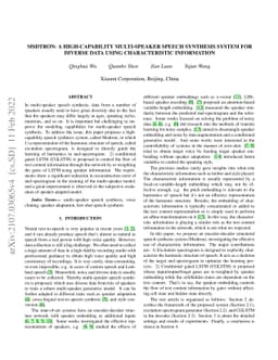 Msdtron: a high-capability multi-speaker speech synthesis system for
  diverse data using characteristic information