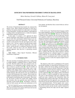 Efficient Transformer for Direct Speech Translation