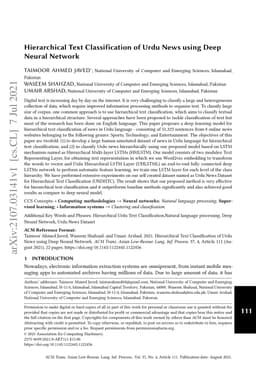 Hierarchical Text Classification of Urdu News using Deep Neural Network