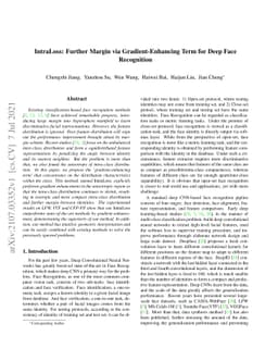 IntraLoss: Further Margin via Gradient-Enhancing Term for Deep Face
  Recognition