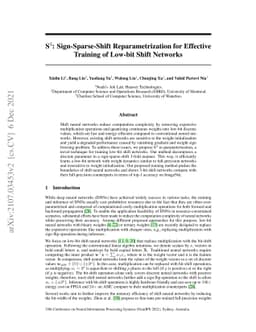 $S^3$: Sign-Sparse-Shift Reparametrization for Effective Training of
  Low-bit Shift Networks