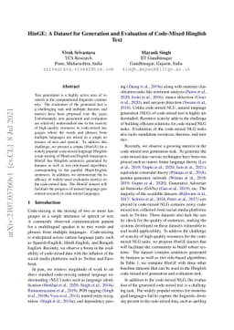 HinGE: A Dataset for Generation and Evaluation of Code-Mixed Hinglish
  Text