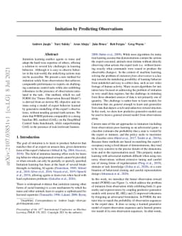 Imitation by Predicting Observations