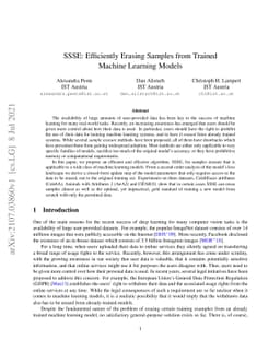 SSSE: Efficiently Erasing Samples from Trained Machine Learning Models