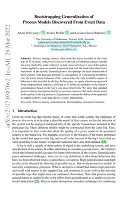 Bootstrapping Generalization of Process Models Discovered From Event
  Data