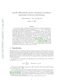 Locally differentially private estimation of nonlinear functionals of
  discrete distributions