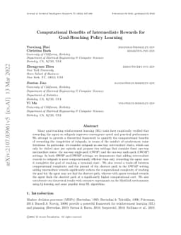 Computational Benefits of Intermediate Rewards for Goal-Reaching Policy
  Learning