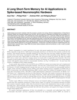 A Long Short-Term Memory for AI Applications in Spike-based Neuromorphic
  Hardware