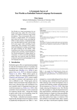 A Systematic Survey of Text Worlds as Embodied Natural Language
  Environments
