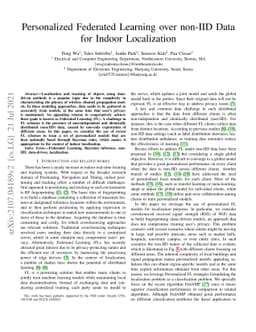 Personalized Federated Learning over non-IID Data for Indoor
  Localization